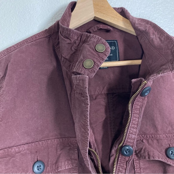 Lucky Brand Utility Cargo Jacket Womens Large Burgundy Cotton Zip And Buttons - Picture 7 of 14